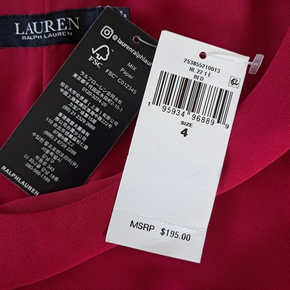 Lauren by Ralph Lauren Cape Georgette Cocktail Dress Size 4 Red - Picture 9 of 10